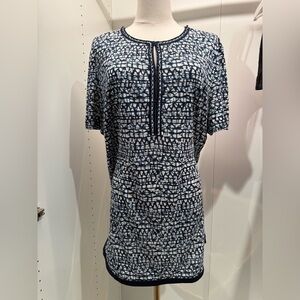 Tory Burch Blue and Cream Geometric Fabric